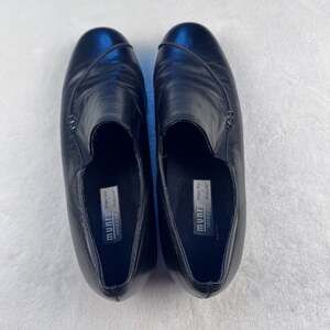 Munro American Walking Wedge Black Leather Slip-On Loafers Size 8.5M